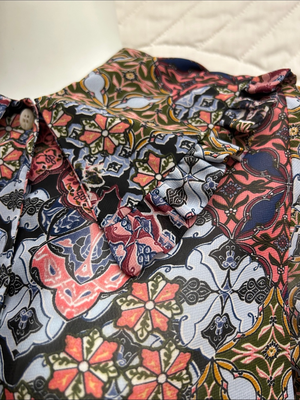 Posh Multicolor Floral Patchwork Ruffle-Collar Blouse - Picture 5 of 15